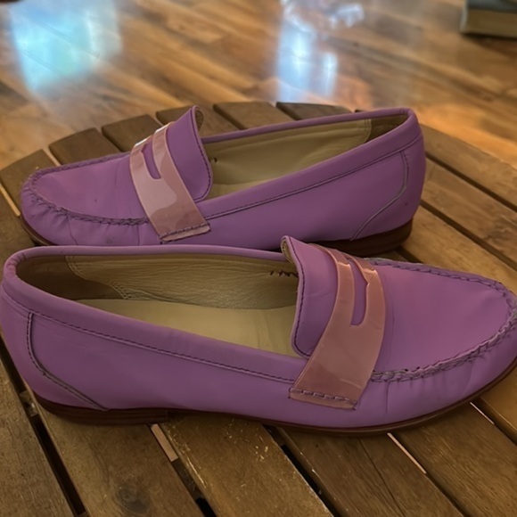 Purple Cole Haan loafers with pink accent penny holder. Size 9B. EUC. So cute! - Picture 3 of 8
